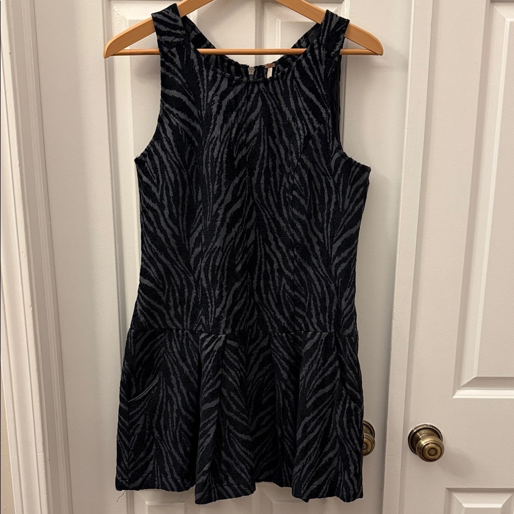 Free People Black Zebra Print Mini Dress